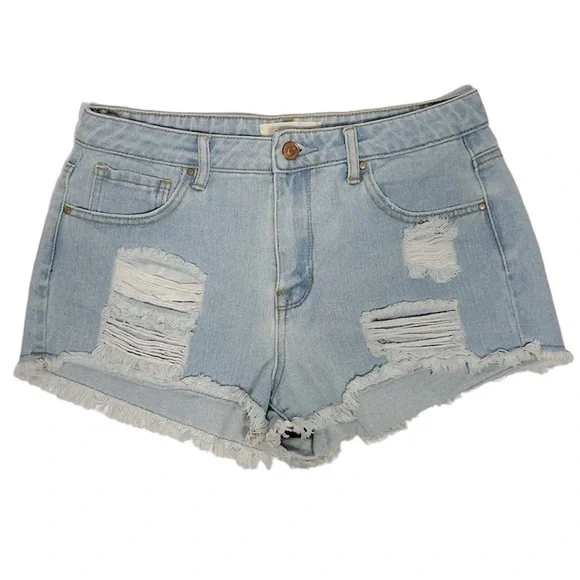 Pacsun High Rise Festival Short Size 27 Light Wash Distressed Raw Hem - Picture 1 of 4